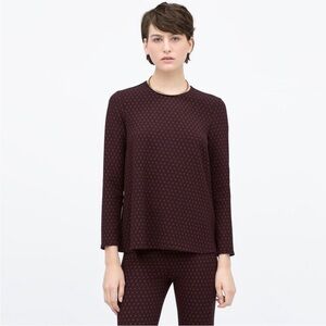 Zara Jacquard Geometric Printed Top Large